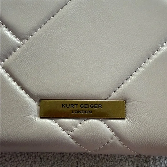 Kurt Geiger Quilted Dark Beige Clutch - Picture 3 of 7